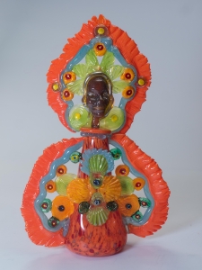 queen mardi Gras Indian orange and pale green  / Main Image